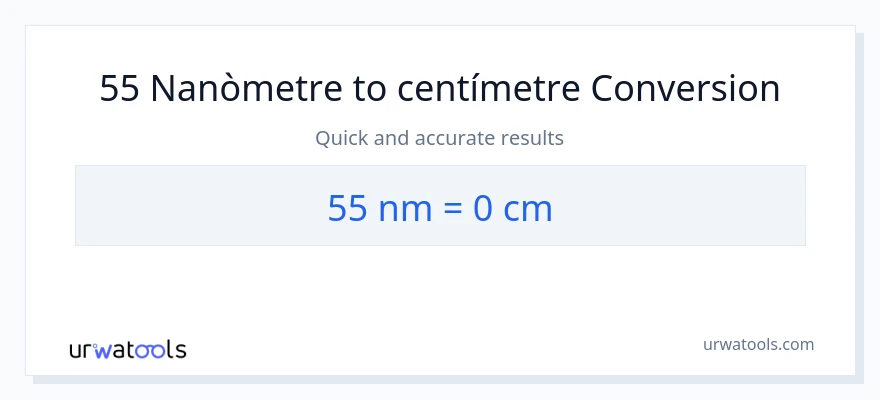 Conversió de 55 nanòmetres a Centímetres