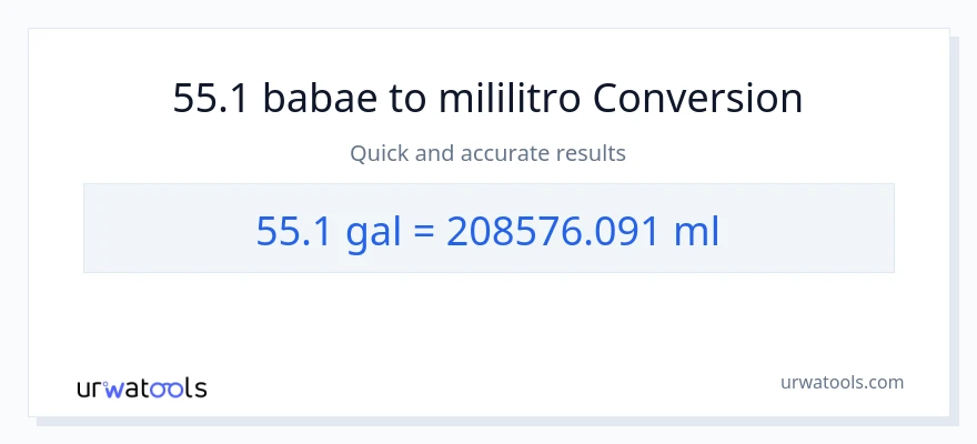 55.1 Mga galon patungong mga mililitro na conversion