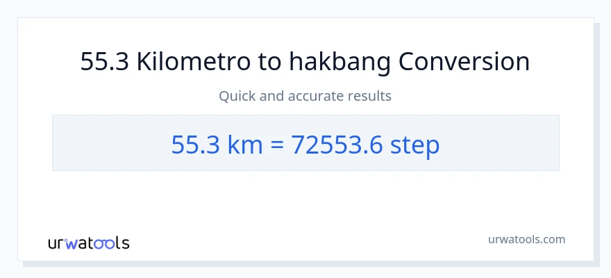 55.3 Kilometro patungong mga hakbang na conversion