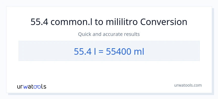 55.4 Liters patungong mga mililitro na conversion