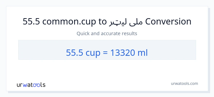 55.5 پيالې ته ملی لیټرونه بدلون