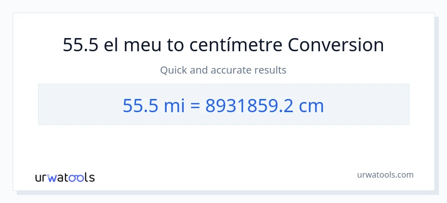Conversió de 55.5 milles a Centímetres