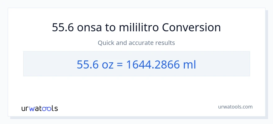 55.6 Mga onsa patungong mga mililitro na conversion