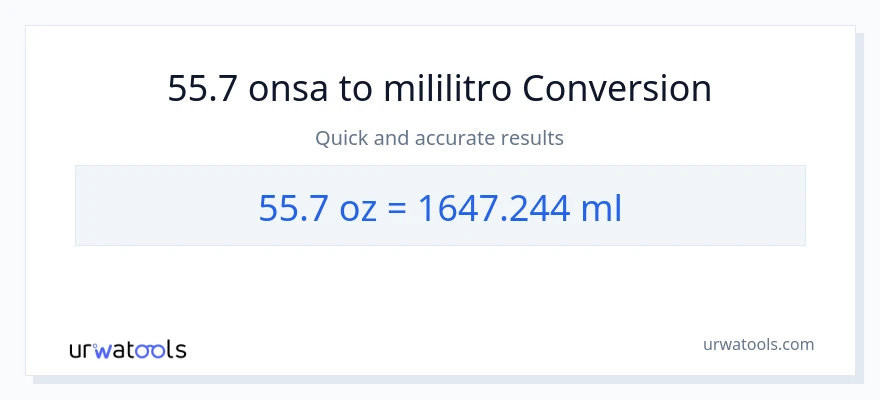 55.7 Mga onsa patungong mga mililitro na conversion