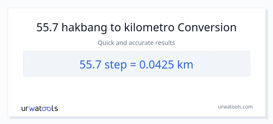 55.7 mga hakbang patungong Kilometro na conversion