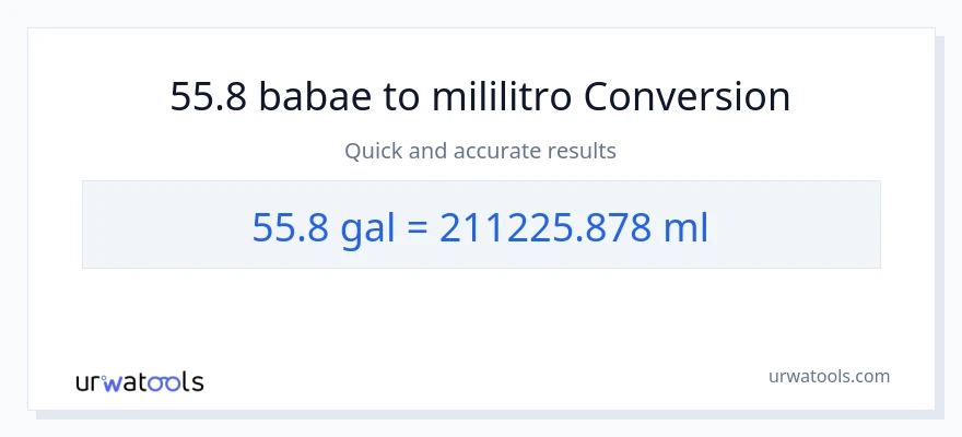 55.8 Mga galon patungong mga mililitro na conversion