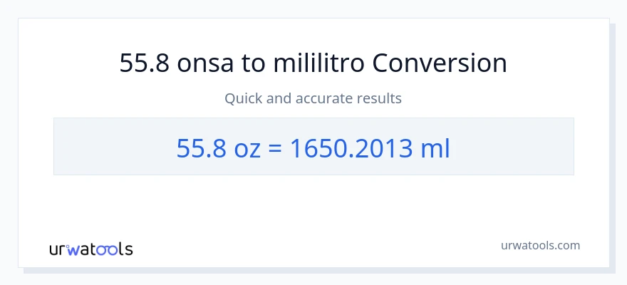 55.8 Mga onsa patungong mga mililitro na conversion