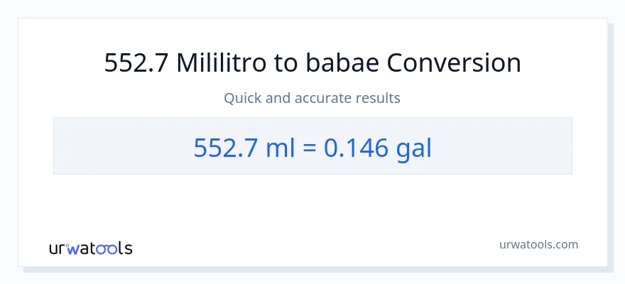 552.7 mga mililitro patungong Mga galon na conversion