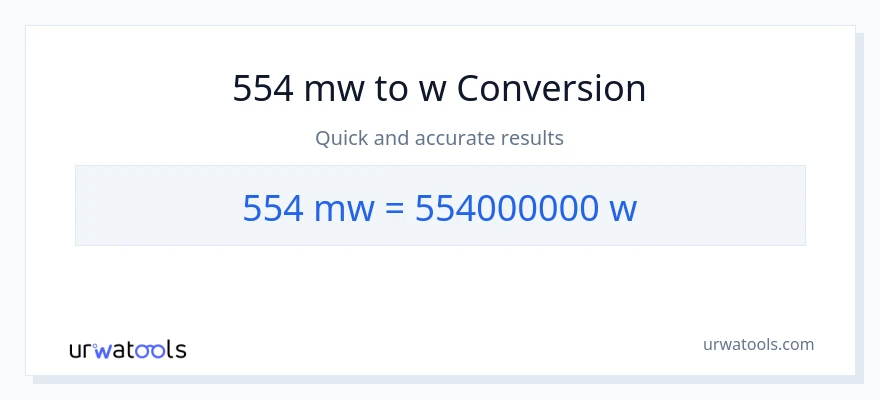 554 mga megawatt patungong watts na conversion