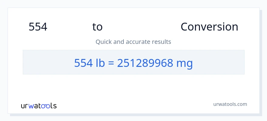 554 Lbs ൽ നിന്ന് മില്ലിഗ്രാം ലേക്ക് പരിവർത്തനം
