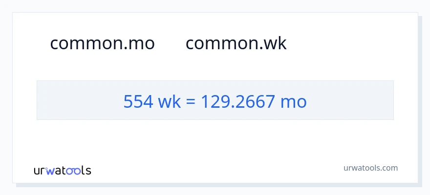 تبدیل 554 هفته‌ها به ماه‌ها