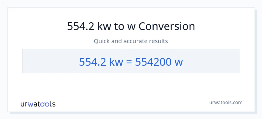 554.2 kilowatts patungong watts na conversion