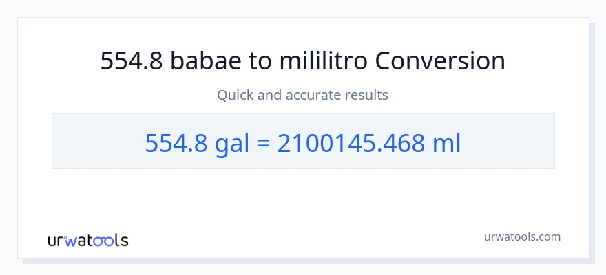 554.8 Mga galon patungong mga mililitro na conversion