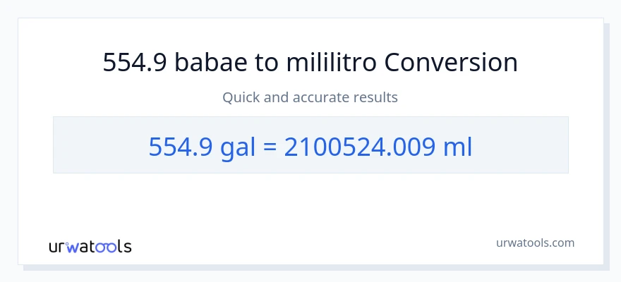 554.9 Mga galon patungong mga mililitro na conversion