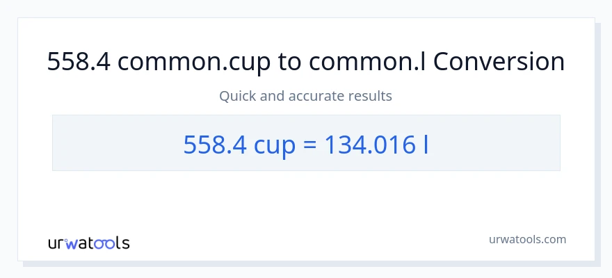 558.4 mga tasa patungong Liters na conversion