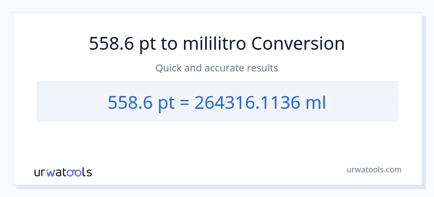 558.6 Pints patungong mga mililitro na conversion