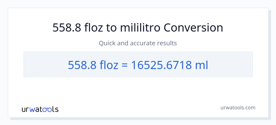 558.8 mga onsa ng likido patungong mga mililitro na conversion