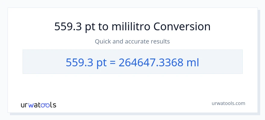 559.3 Pints patungong mga mililitro na conversion