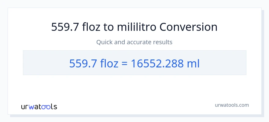 559.7 mga onsa ng likido patungong mga mililitro na conversion
