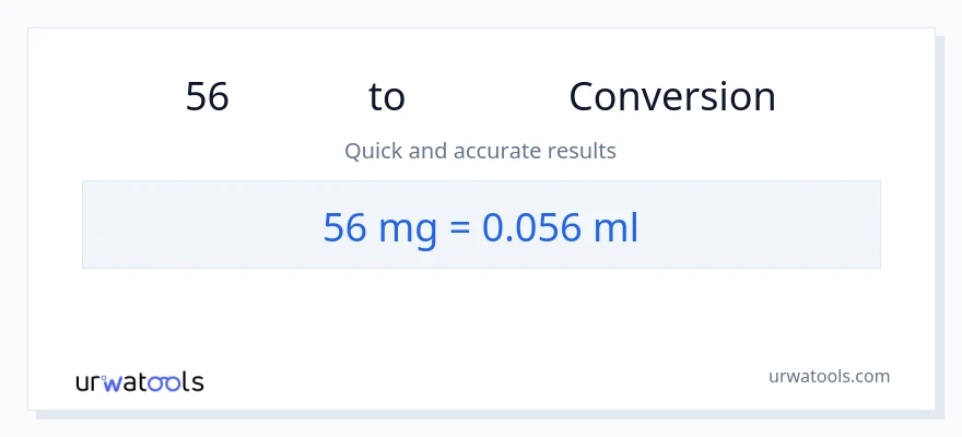 56 ミリグラム から ミリリットル への変換