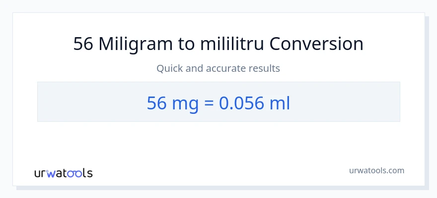 Conversie 56 miligrame la mililitri