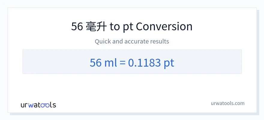 56 毫升 到 Pints 轉換