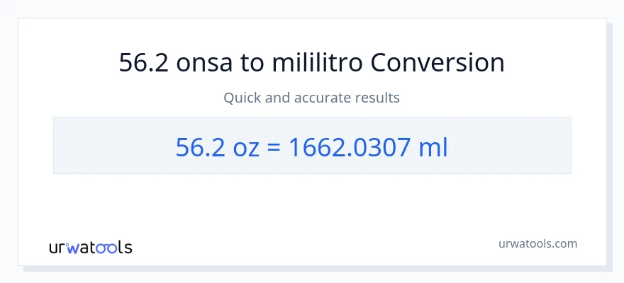 56.2 Mga onsa patungong mga mililitro na conversion