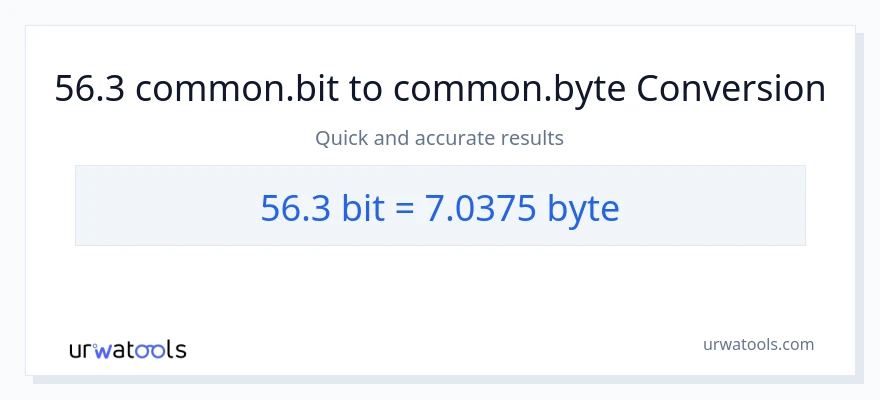 56.3 Bits patungong Bytes na conversion