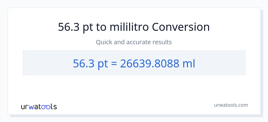 56.3 Pints patungong mga mililitro na conversion