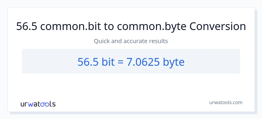 56.5 Bits patungong Bytes na conversion