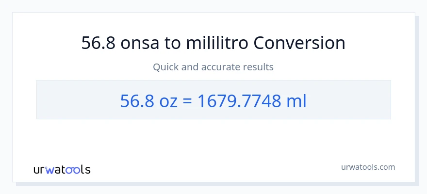 56.8 Mga onsa patungong mga mililitro na conversion
