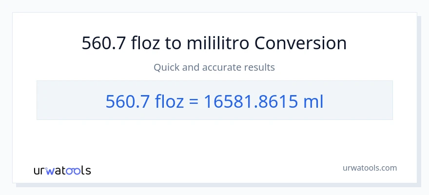 560.7 mga onsa ng likido patungong mga mililitro na conversion