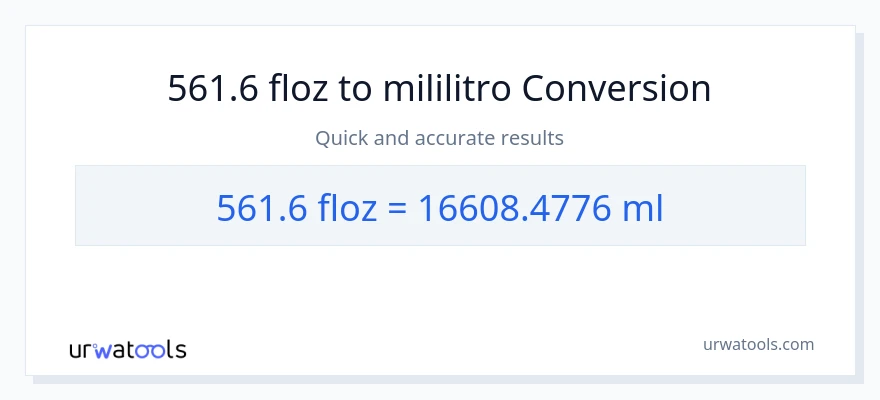 561.6 mga onsa ng likido patungong mga mililitro na conversion