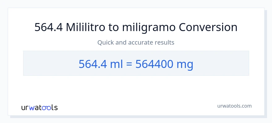 564.4 mga mililitro patungong miligramo na conversion