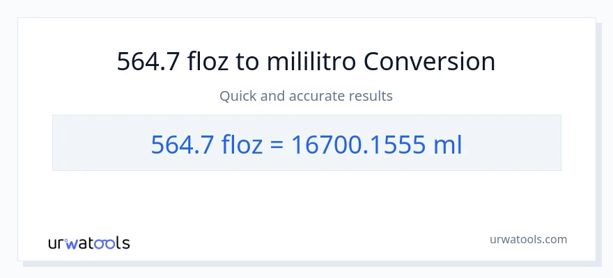 564.7 mga onsa ng likido patungong mga mililitro na conversion