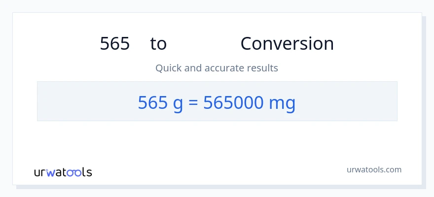 การแปลง 565 กรัม เป็น มิลลิกรัม