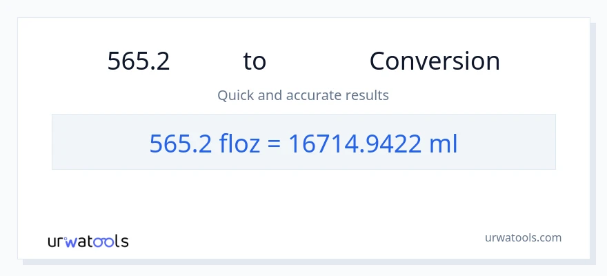 การแปลง 565.2 ออนซ์ของเหลว เป็น มิลลิลิตร
