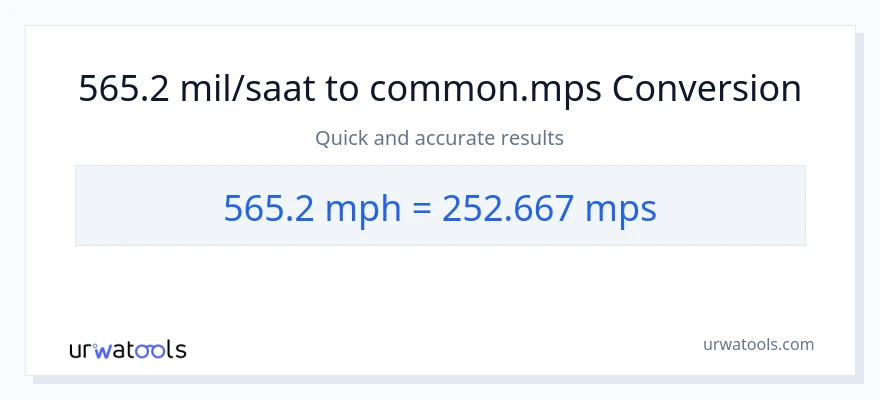 565.2 mil saatte'den Meters Per Second'e dönüşüm