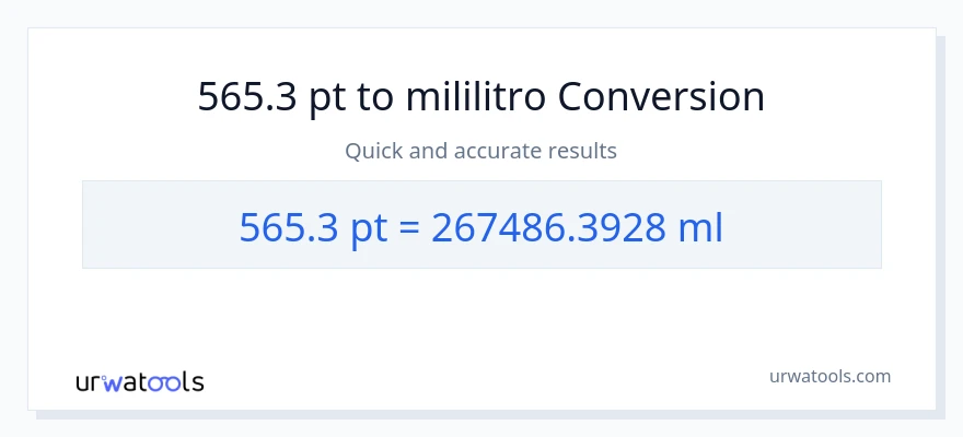 565.3 Pints patungong mga mililitro na conversion
