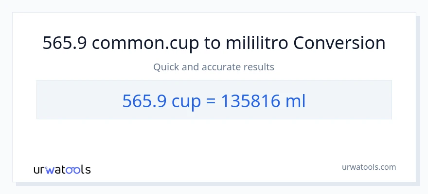 565.9 mga tasa patungong mga mililitro na conversion