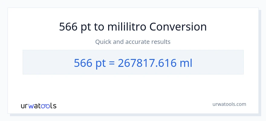 566 Pints patungong mga mililitro na conversion