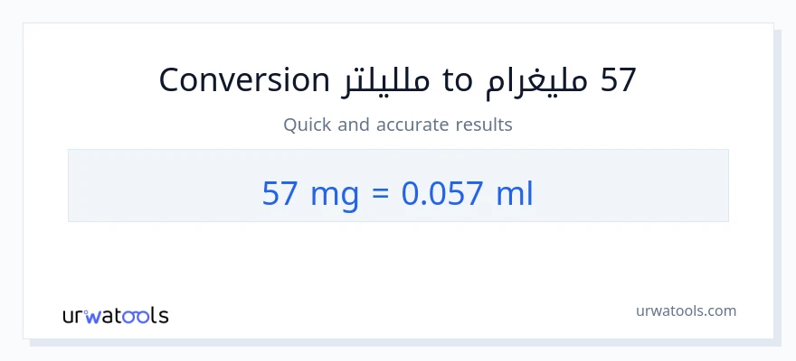 التحويل من 57 ملليغرام إلى ملليلتر