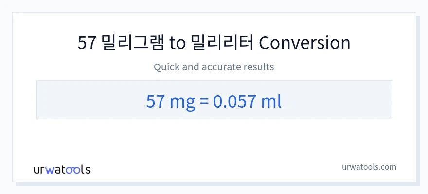 57 밀리그램에서 밀리리터으로의 변환
