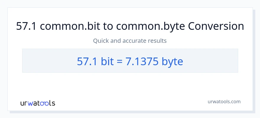 57.1 Bits patungong Bytes na conversion