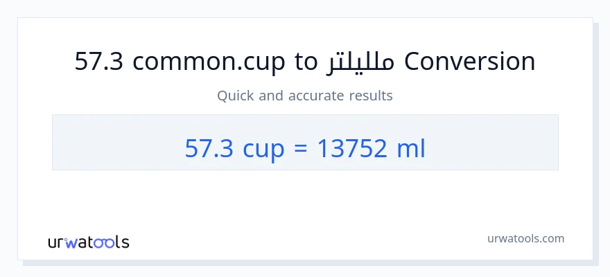 التحويل من 57.3 أكواب إلى ملليلتر