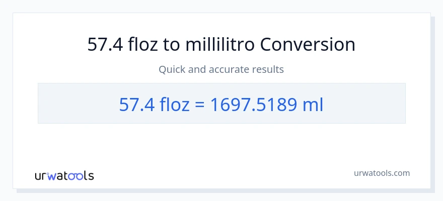 Conversione da 57.4 once fluide a millilitri
