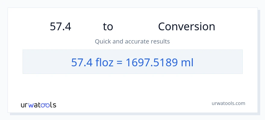 การแปลง 57.4 ออนซ์ของเหลว เป็น มิลลิลิตร