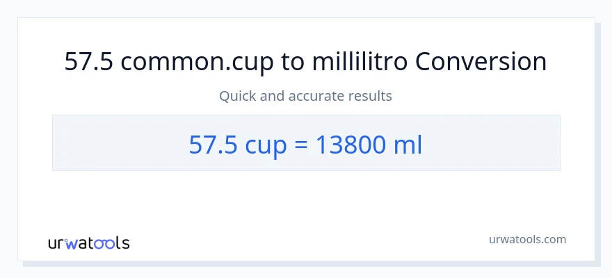 Conversione da 57.5 tazze a millilitri