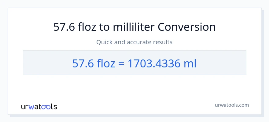 57.6 flydende ounces til milliliter konvertering