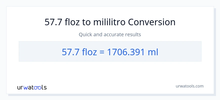 57.7 mga onsa ng likido patungong mga mililitro na conversion